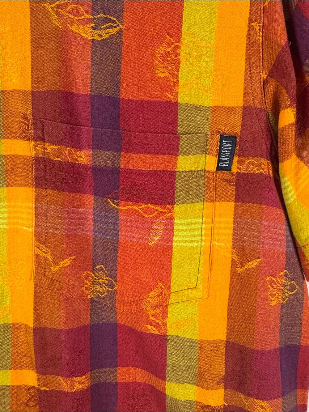 Vintage Blassport Plaid Leaf Jacquard Button Up Shirt Women M - Picture 2 of 8